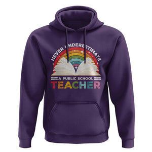 Tim Walz Hoodie Never Underestimate A Public School Teacher Rainbow Book TS11 Purple Print Your Wear