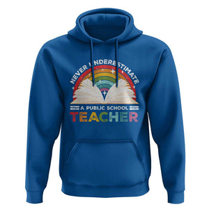Tim Walz Hoodie Never Underestimate A Public School Teacher Rainbow Book TS11 Royal Blue Print Your Wear