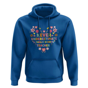 Harris Walz Supporter Hoodie Never Underestimate A Public School Teacher Flower Heart TS11 Royal Blue Print Your Wear