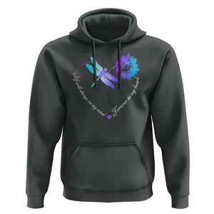 Suicide Prevention Awareness Hoodie He Will Always On My Mind Forever In My Heart Dragonfly Flower TS11 Dark Heather Print Your Wear