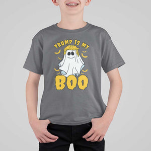 Funny Trump Supporter 2024 T Shirt For Kid Trump Is My Boo Halloween Ghost Bat Blond Hair TS11 Charcoal Print Your Wear