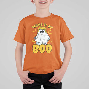 Funny Trump Supporter 2024 T Shirt For Kid Trump Is My Boo Halloween Ghost Bat Blond Hair TS11 Orange Print Your Wear
