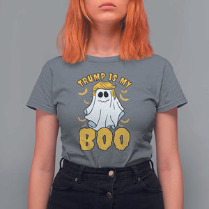 Funny Trump Supporter 2024 T Shirt For Women Trump Is My Boo Halloween Ghost Bat Blond Hair TS11 Charcoal Print Your Wear