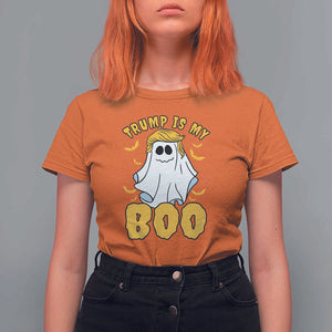 Funny Trump Supporter 2024 T Shirt For Women Trump Is My Boo Halloween Ghost Bat Blond Hair TS11 Orange Print Your Wear