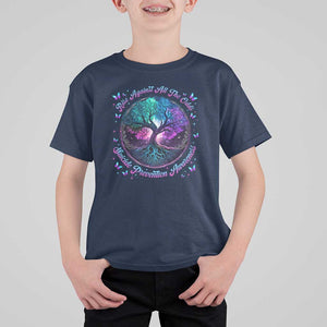 Suicide Prevention Awareness T Shirt For Kid Rise Against All The Odds Teal And Purple Tree Butterfly TS11 Navy Print Your Wear