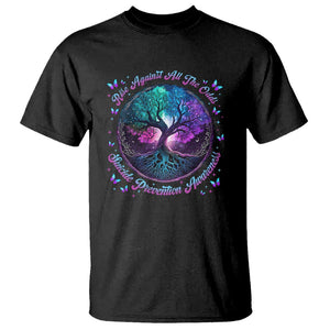 Suicide Prevention Awareness T Shirt Rise Against All The Odds Teal And Purple Tree Butterfly TS11 Black Print Your Wear