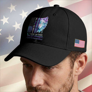 Suicide Prevention Awareness Baseball Cap Fight It Doesn't Get Easier You Get Stronger Wolf American Flag