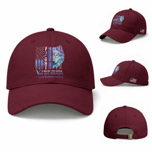 Suicide Prevention Awareness Baseball Cap Fight It Doesn't Get Easier You Get Stronger Wolf American Flag