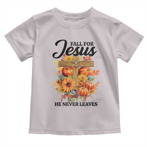Funny Christian Baby Shirt Fall For Jesus He Never Leaves Thanksgiving TS11 Ice Gray Print Your Wear