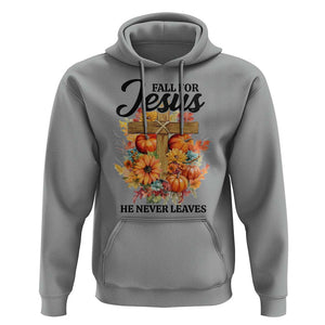 Funny Christian Hoodie Fall For Jesus He Never Leaves Thanksgiving TS11 Sport Gray Print Your Wear