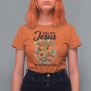 Funny Christian T Shirt For Women Fall For Jesus He Never Leaves Thanksgiving TS11 Orange Print Your Wear