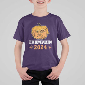 Funny Trump Halloween T Shirt For Kid Trumpkin 2024 Vintage Pumpkin Spider TS11 Purple Print Your Wear
