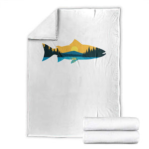 Trout Fly Fishing Outdoor Forest Mountain Nature Wildlife Fisherman Throw Blanket TS11 White Print Your Wear