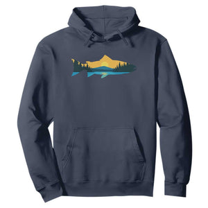 Trout Fly Fishing Outdoor Forest Mountain Nature Wildlife Fisherman Hoodie TS11 Navy Print Your Wear