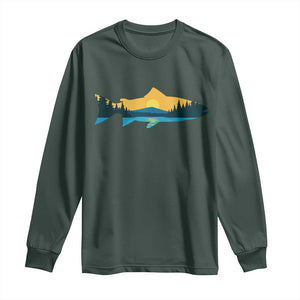 Trout Fly Fishing Outdoor Forest Mountain Nature Wildlife Fisherman Long Sleeve Shirt TS11 Dark Forest Green Print Your Wear