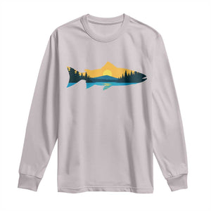 Trout Fly Fishing Outdoor Forest Mountain Nature Wildlife Fisherman Long Sleeve Shirt TS11 Ice Gray Print Your Wear