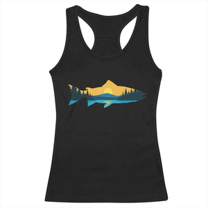 Trout Fly Fishing Outdoor Forest Mountain Nature Wildlife Fisherman Racerback Tank Top - Print Your Wear