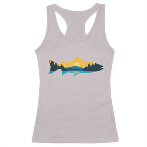Trout Fly Fishing Outdoor Forest Mountain Nature Wildlife Fisherman Racerback Tank Top TS11 Ice Gray Print Your Wear