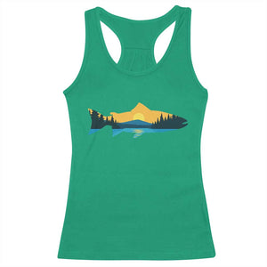 Trout Fly Fishing Outdoor Forest Mountain Nature Wildlife Fisherman Racerback Tank Top - Print Your Wear