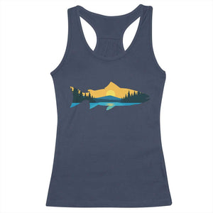 Trout Fly Fishing Outdoor Forest Mountain Nature Wildlife Fisherman Racerback Tank Top - Print Your Wear