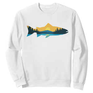 Trout Fly Fishing Outdoor Forest Mountain Nature Wildlife Fisherman Sweatshirt TS11 White Print Your Wear