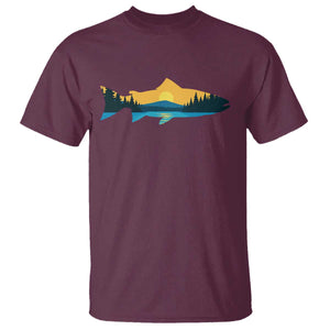 Trout Fly Fishing Outdoor Forest Mountain Nature Wildlife Fisherman T Shirt TS11 Maroon Print Your Wear