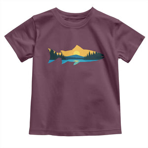 Trout Fly Fishing Outdoor Forest Mountain Nature Wildlife Fisherman Toddler T Shirt TS11 Maroon Print Your Wear
