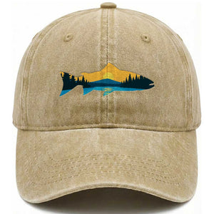Trout Fly Fishing Outdoor Forest Mountain Nature Wildlife Fisherman Washed Cotton Baseball Cap - TS11 Print Your Wear