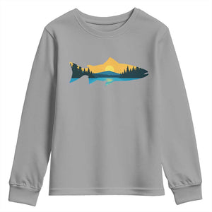 Trout Fly Fishing Outdoor Forest Mountain Nature Wildlife Fisherman Youth Sweatshirt TS11 Sport Gray Print Your Wear