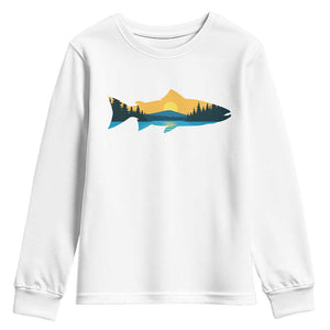Trout Fly Fishing Outdoor Forest Mountain Nature Wildlife Fisherman Youth Sweatshirt TS11 White Print Your Wear