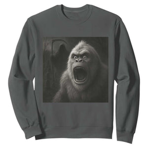 Funny Bigfoot Sasquatch Halloween The Grim Reaper Sweatshirt TS11 Dark Heather Print Your Wear