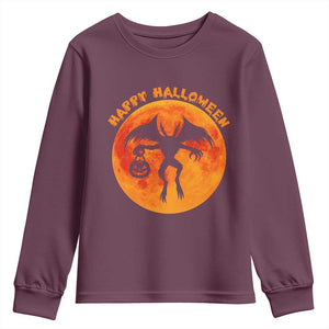 Funny Halloween Mothman Cryptid Creatures Youth Sweatshirt TS11 Maroon Print Your Wear