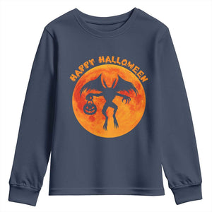Funny Halloween Mothman Cryptid Creatures Youth Sweatshirt TS11 Navy Print Your Wear
