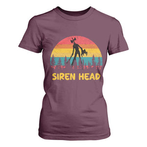 Siren Head T Shirt For Women Retro Supernatural Cryptid Horror Monster TS11 Maroon Print Your Wear