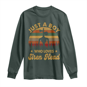 Funny Just A Boy Who Loves Siren Head Long Sleeve Shirt Supernatural Cryptid Retro Monster TS11 Dark Forest Green Print Your Wear