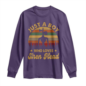 Funny Just A Boy Who Loves Siren Head Long Sleeve Shirt Supernatural Cryptid Retro Monster TS11 Purple Print Your Wear