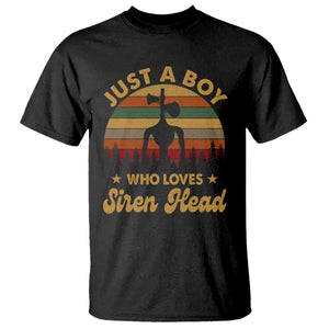 Funny Just A Boy Who Loves Siren Head T Shirt Supernatural Cryptid Retro Monster TS11 Black Print Your Wear
