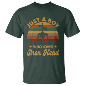 Funny Just A Boy Who Loves Siren Head T Shirt Supernatural Cryptid Retro Monster TS11 Dark Forest Green Print Your Wear
