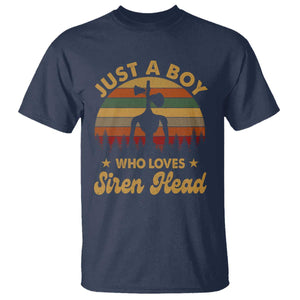 Funny Just A Boy Who Loves Siren Head T Shirt Supernatural Cryptid Retro Monster TS11 Navy Print Your Wear