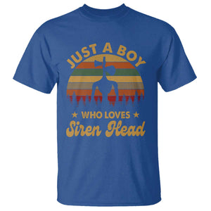 Funny Just A Boy Who Loves Siren Head T Shirt Supernatural Cryptid Retro Monster TS11 Royal Blue Print Your Wear