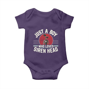 Funny Just A Boy Who Loves Siren Head Baby Onesie Supernatural Cryptid Monster TS11 Purple Print Your Wear