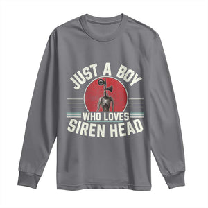 Funny Just A Boy Who Loves Siren Head Long Sleeve Shirt Supernatural Cryptid Monster TS11 Charcoal Print Your Wear