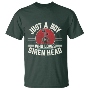 Funny Just A Boy Who Loves Siren Head T Shirt Supernatural Cryptid Monster TS11 Dark Forest Green Print Your Wear