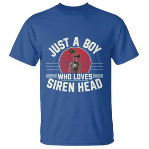Funny Just A Boy Who Loves Siren Head T Shirt Supernatural Cryptid Monster TS11 Royal Blue Print Your Wear
