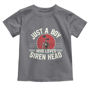 Funny Just A Boy Who Loves Siren Head Toddler T Shirt Supernatural Cryptid Monster TS11 Charcoal Print Your Wear