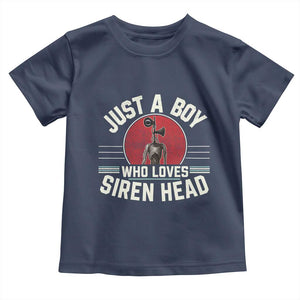 Funny Just A Boy Who Loves Siren Head Toddler T Shirt Supernatural Cryptid Monster TS11 Navy Print Your Wear