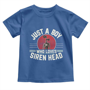 Funny Just A Boy Who Loves Siren Head Toddler T Shirt Supernatural Cryptid Monster TS11 Royal Blue Print Your Wear