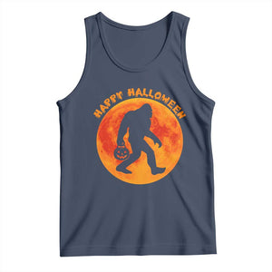 Funny Halloween Bigfoot Tank Top Sasquatch Full Moon Jack O Lantern TS11 Navy Print Your Wear