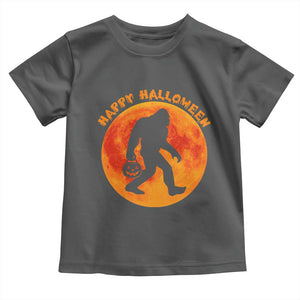 Funny Halloween Bigfoot Toddler T Shirt Sasquatch Full Moon Jack O Lantern TS11 Dark Heather Print Your Wear