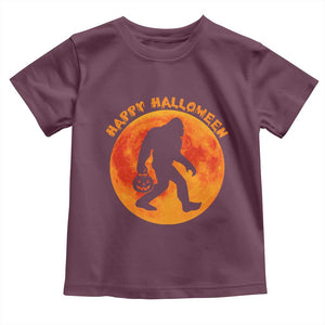 Funny Halloween Bigfoot Toddler T Shirt Sasquatch Full Moon Jack O Lantern TS11 Maroon Print Your Wear